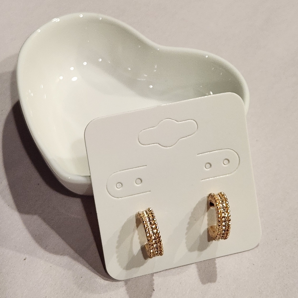Gold-Tone Mini C-Hoop Earrings - Picture 6 of 7